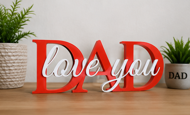 Dad Love You – 3D Printed Decorative Sign | Father's Day Gift